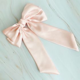 Doubled Satin Bow Hair Clip (Color: Pink)